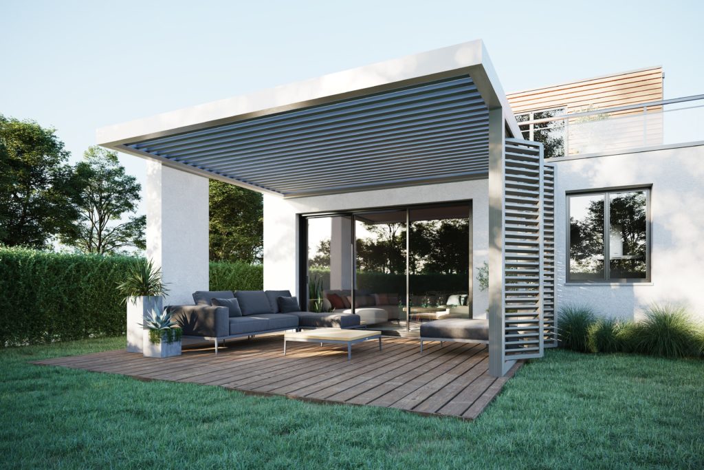 Fabrication d'une pergola bioclimatique blanche à Narbonne